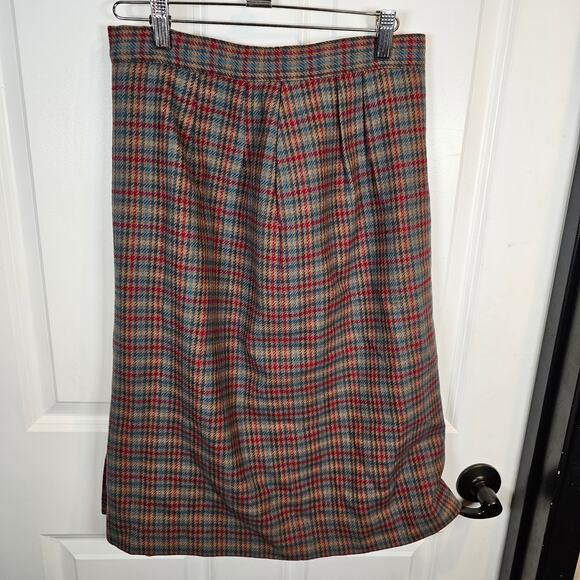 Vintage Pendleton Skirt Womens 10 Wool Tweed Lined Classic Made USA 70s Plaid - Picture 2 of 4